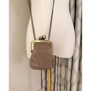HOBO Tauple Tan Double Kiss Mini Purse Crossbody Chain